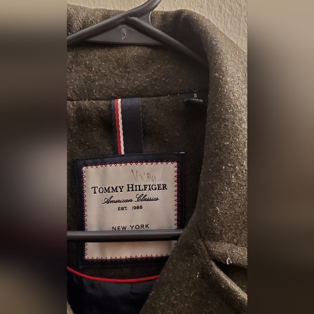Wool Blend Tommy Hilfiger Double Breasted Peacoat, Women's Small, Olive Green - Picture 5 of 7